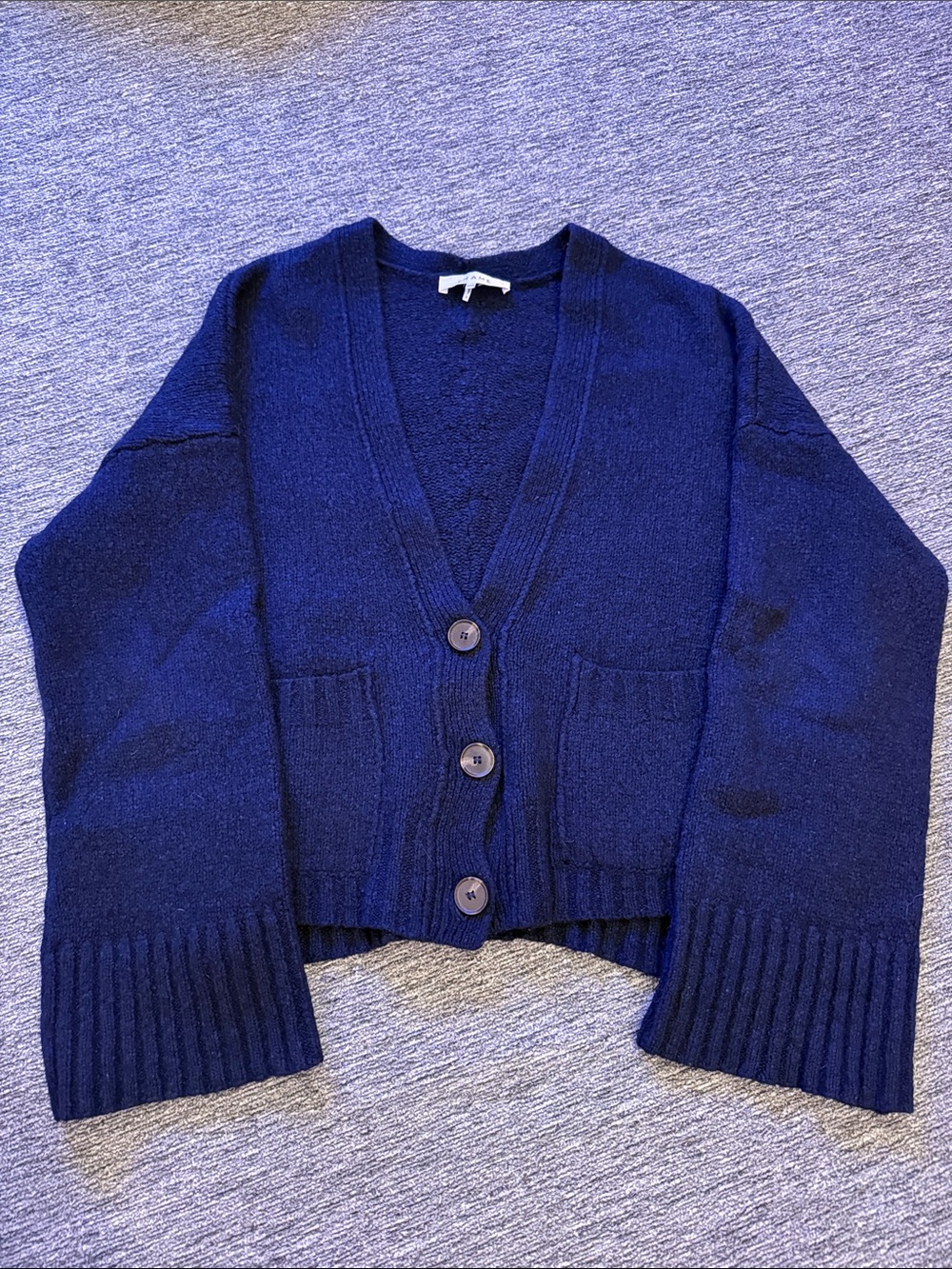 Frame Navy V-Neck Button Cardigan